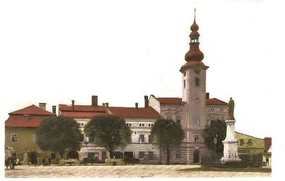 Historyczny widok rynku i zabudowy Strumienia