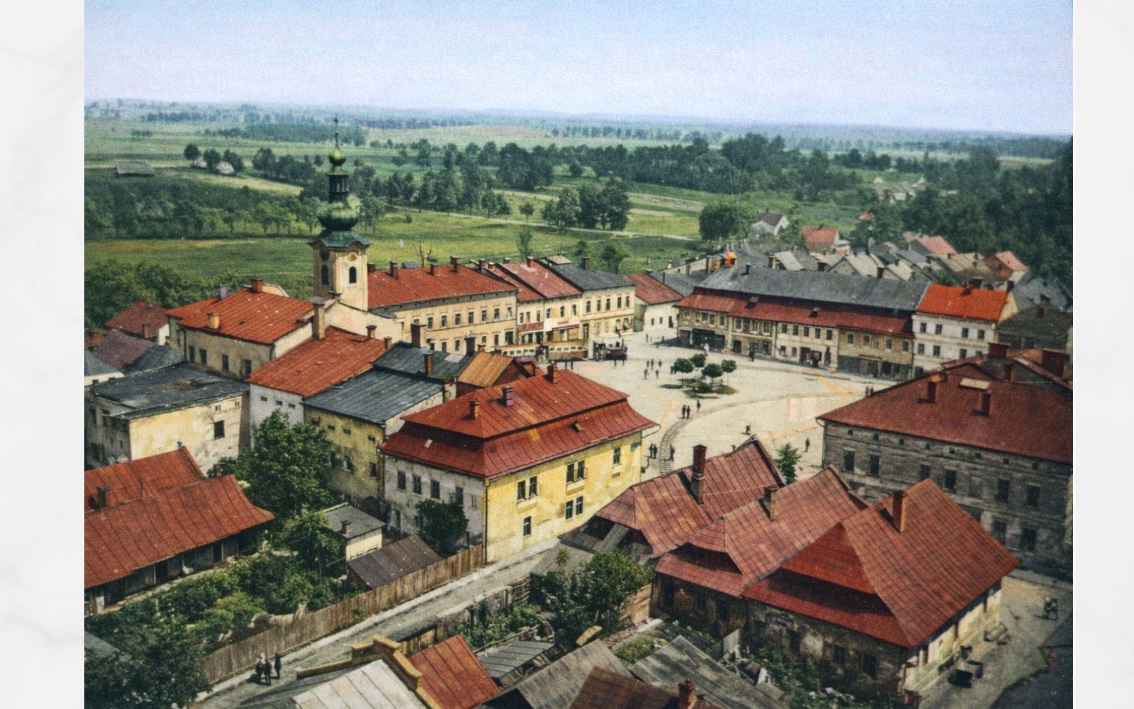 Rekonstrukcja kolorystyczna dawnego rynku w Strumieniu